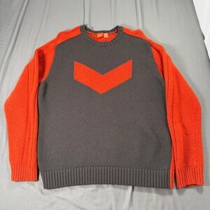 Hugo Boss Sweater Mens Large Gray 80% Virgin Wool Pullover Knit Made in Italy